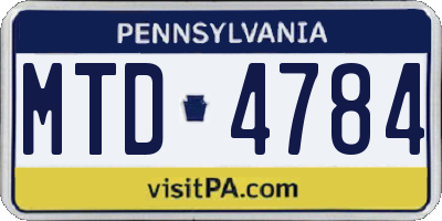 PA license plate MTD4784