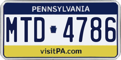 PA license plate MTD4786