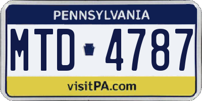 PA license plate MTD4787