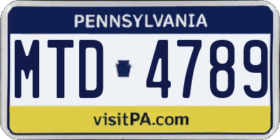 PA license plate MTD4789