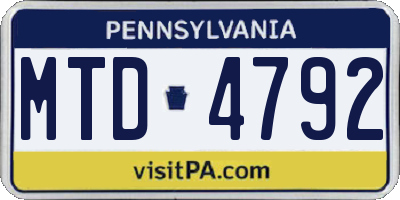 PA license plate MTD4792