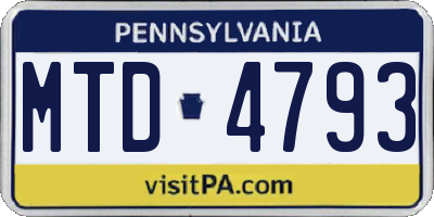 PA license plate MTD4793