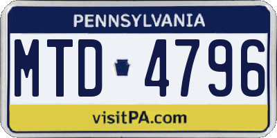 PA license plate MTD4796