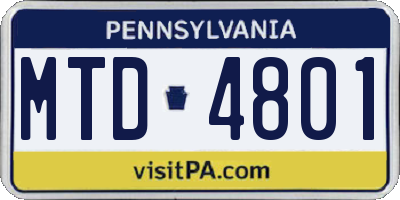 PA license plate MTD4801