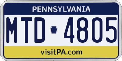 PA license plate MTD4805