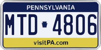 PA license plate MTD4806