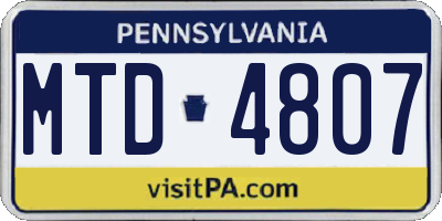 PA license plate MTD4807