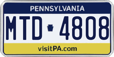 PA license plate MTD4808