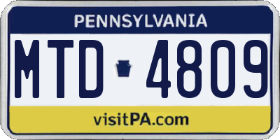 PA license plate MTD4809