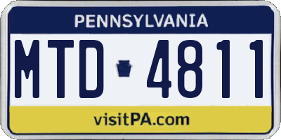 PA license plate MTD4811