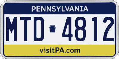 PA license plate MTD4812
