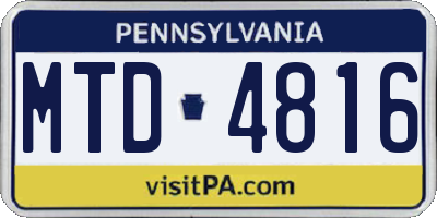 PA license plate MTD4816