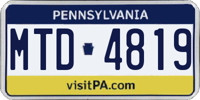 PA license plate MTD4819
