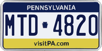 PA license plate MTD4820