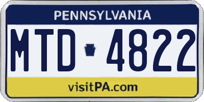 PA license plate MTD4822