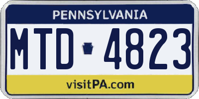 PA license plate MTD4823