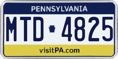 PA license plate MTD4825
