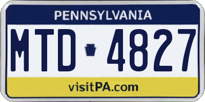 PA license plate MTD4827