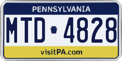 PA license plate MTD4828