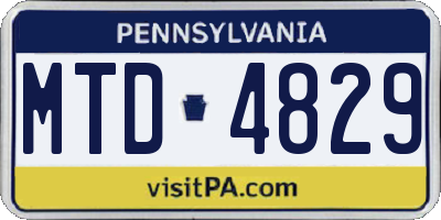 PA license plate MTD4829