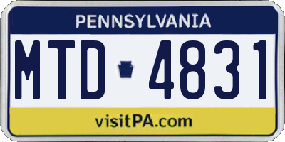 PA license plate MTD4831