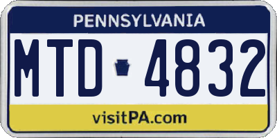 PA license plate MTD4832