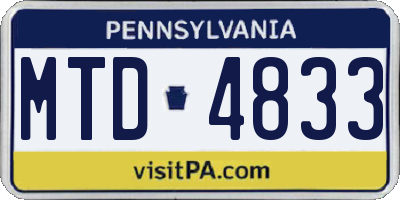 PA license plate MTD4833