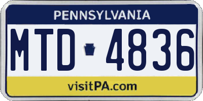 PA license plate MTD4836
