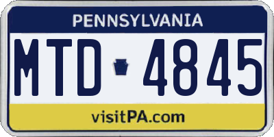 PA license plate MTD4845