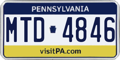 PA license plate MTD4846