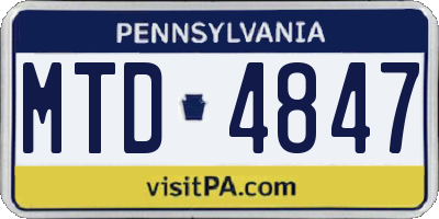 PA license plate MTD4847
