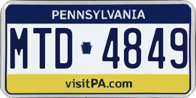 PA license plate MTD4849