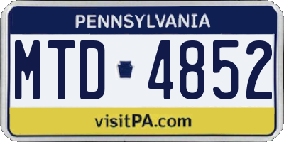 PA license plate MTD4852