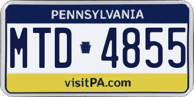 PA license plate MTD4855