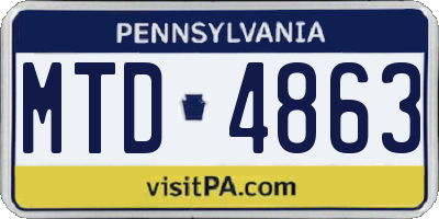 PA license plate MTD4863