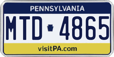 PA license plate MTD4865