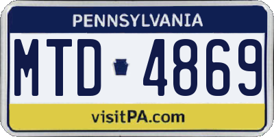 PA license plate MTD4869