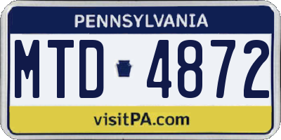 PA license plate MTD4872