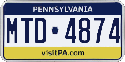 PA license plate MTD4874