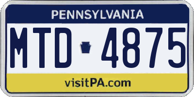 PA license plate MTD4875