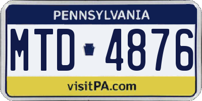 PA license plate MTD4876
