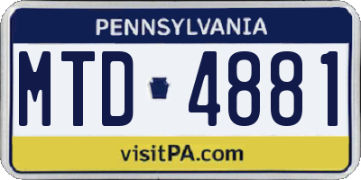 PA license plate MTD4881