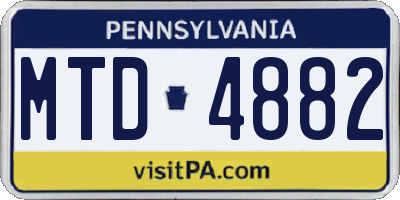 PA license plate MTD4882