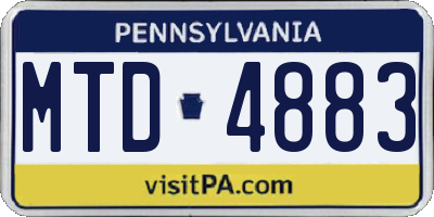 PA license plate MTD4883