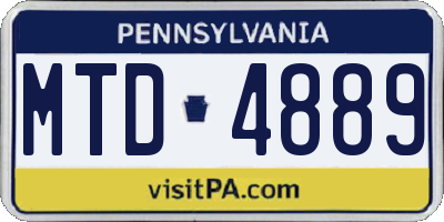 PA license plate MTD4889