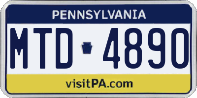PA license plate MTD4890