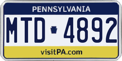 PA license plate MTD4892