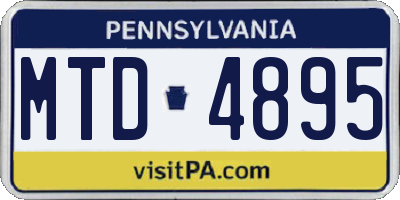 PA license plate MTD4895