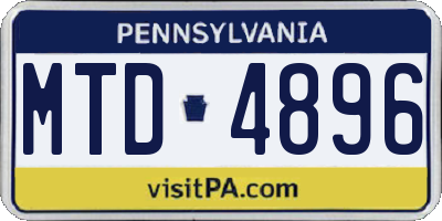 PA license plate MTD4896