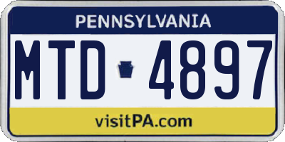 PA license plate MTD4897